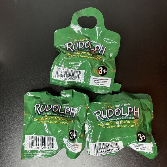 Rudolph the Red Nosed Reindeer Set of 3 Bottle Toppers Mountain Dew Premium - Picture 4 of 4